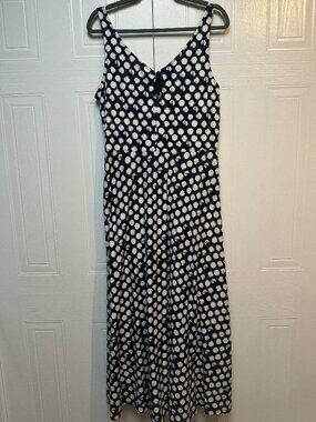 Chaps blue and white sundress with polka dots, size large